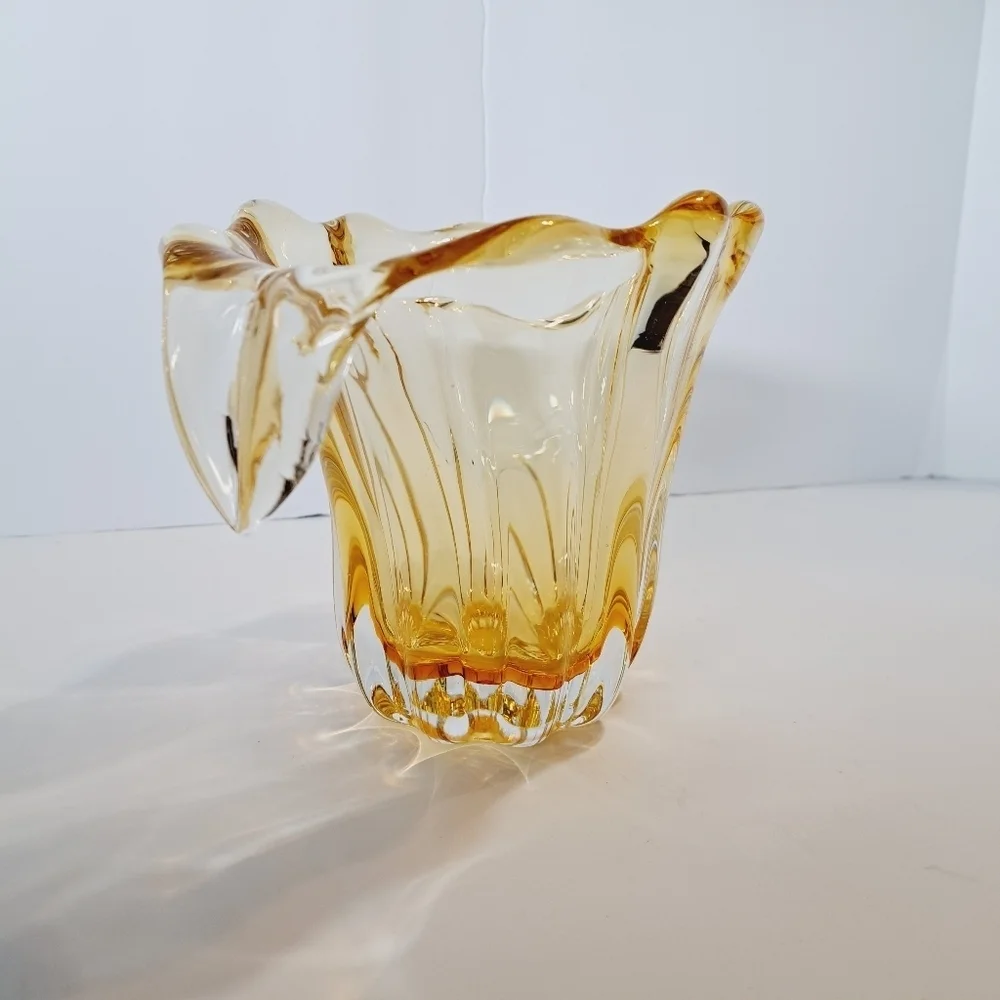 Murano  Amber Glass Flower Bud Vase MCM‎